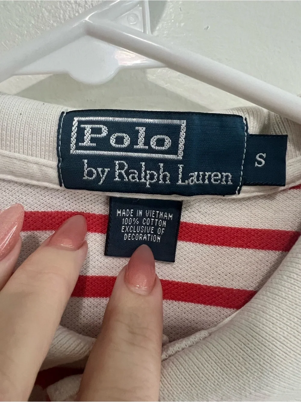 Ralph Lauren Red & White Striped Polo with Navy Pony